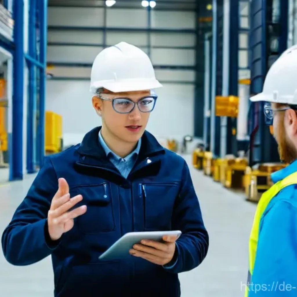 안전관리 직무 면접 질문과 답변 - **Prompt 1: Modern Safety Management and Digital Integration**
    A wide shot of a brightly lit, mo...